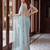 Sky blue designer net beads embroidery saree with unstitched blouse