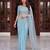 Sky blue designer net beads embroidery saree with unstitched blouse