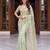 Green designer net beads embroidery saree with unstitched blouse