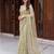 Green designer net beads embroidery saree with unstitched blouse