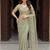 Green designer net beads embroidery saree with unstitched blouse