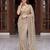 Beige designer net beads embroidery saree with unstitched blouse