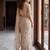 Beige designer net beads embroidery saree with unstitched blouse
