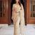 Cream designer net beads embroidery saree with unstitched blouse
