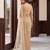Cream designer net beads embroidery saree with unstitched blouse