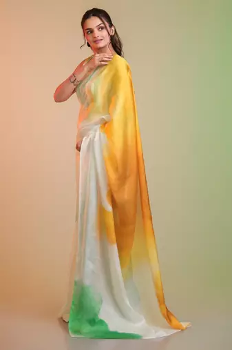 Independence day special model silk blend digital print saree with blouse