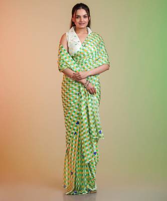 Independence day special model silk blend digital print saree with blouse 2