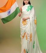 Independence day special model silk blend digital print saree with blouse