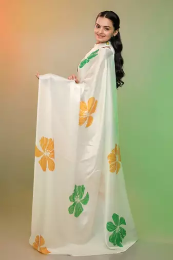 Independence day special model silk blend digital print saree with blouse