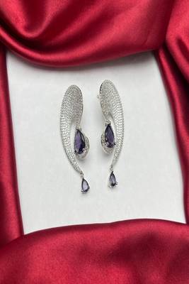 sculptural amethyst teardrop statement earrings â€“ avant-garde bridal brass jewellery 2