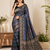 Black Color Jari Jaqurad Weaving And Light Gold Jari Jaqurad Weaving Border With Viscose Georgette Saree