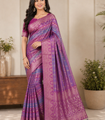 Magenta Color Jari Jaqurad Weaving And Light Gold Jari Jaqurad Weaving Border With Viscose Georgette Saree