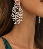 ethereal lattice chandelier earrings with pink sapphire accents