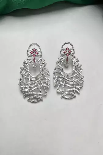 ethereal lattice chandelier earrings with pink sapphire accents