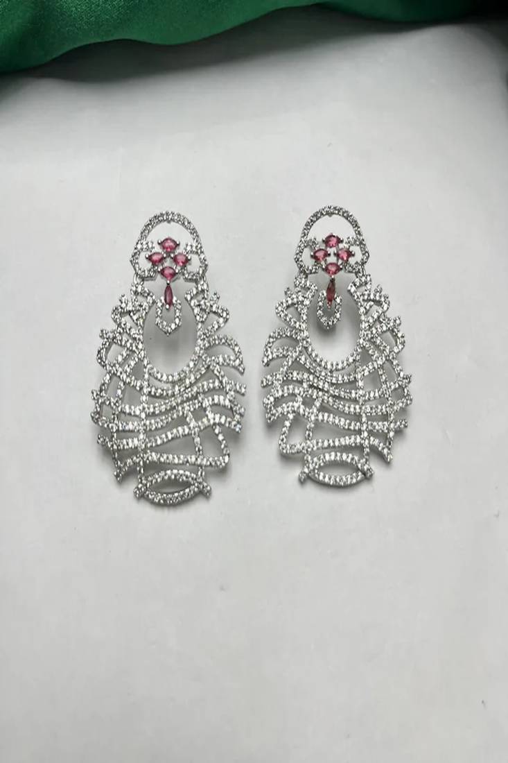 ethereal lattice chandelier earrings with pink sapphire accents