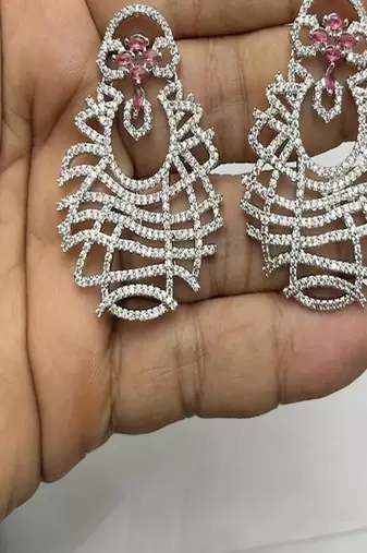 ethereal lattice chandelier earrings with pink sapphire accents