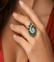 vintage emerald swirl cocktail ring, art deco statement ring