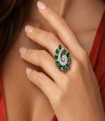 vintage emerald swirl cocktail ring, art deco statement ring
