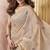 Beige elegant cotton saree with tassels & blouse