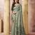 Green elegant cotton saree with tassels & blouse