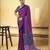 Purple designer modal satin ajrakh print saree with unstitched blouse
