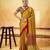 Mustard designer modal satin ajrakh print saree with unstitched blouse