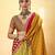 Mustard designer modal satin ajrakh print saree with unstitched blouse