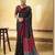 Black designer modal satin ajrakh print saree with unstitched blouse