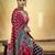 Black designer modal satin ajrakh print saree with unstitched blouse