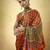 Brown designer modal satin ajrakh print saree with unstitched blouse