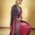 Maroon designer modal satin ajrakh print saree with unstitched blouse