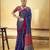 Blue designer modal satin ajrakh print saree with unstitched blouse