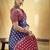 Blue designer modal satin ajrakh print saree with unstitched blouse
