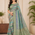 Light Parrot GreenColor Jari Jaqurad Weaving And Light Gold Jari Jaqurad Weaving Border With Viscose Georgette Saree
