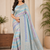 Sky Blue Color Jari Jaqurad Weaving And Light Gold Jari Jaqurad Weaving Border With Viscose Georgette Saree