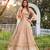 Beige Embroidered Net Semi Stitched Lehenga