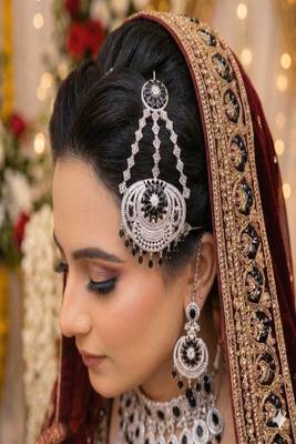 silver black stone jhumar passa | pakistani bridal hair jewellery 1