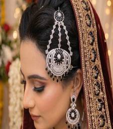 silver black stone jhumar passa | pakistani bridal hair jewellery