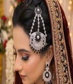 silver black stone jhumar passa | pakistani bridal hair jewellery