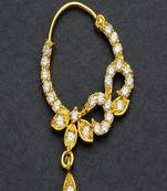 Gold Plated CZ Stone Bridal Nath Hoop – Floral Indian Wedding Jewelry