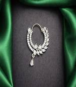 silver nose ring nath, cz diamond bridal hoop, marquise crystal, traditional pakistani wedding jewellery