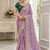 Lavender Color Golden Embroidery And Dori Work With Sequins Work All Over The Border Fandy Silk Saree