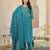 Cotton cambric a-line kurti-pant-dupatta set