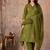 Cotton cambric straight kurti-pant-dupatta set