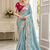 Sky Blue Color Golden Embroidery And Dori Work With Sequins Work All Over The Border Fandy Silk Saree