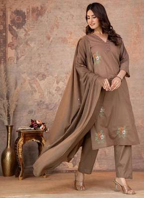 Cotton cambric straight kurti-pant-dupatta set 3