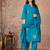 Cotton cambric straight kurti-pant-dupatta set