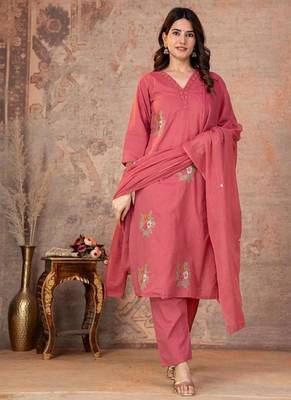 Cotton cambric straight kurti-pant-dupatta set 3