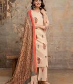 Cotton cambric printed straight kurti-pant-dupatta set