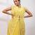 Lemon yellow embroidered tissue organza co ord set